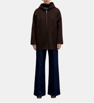 Manteau à capuche en laine double face - ALVA - Gerard Darel - Cinnamon