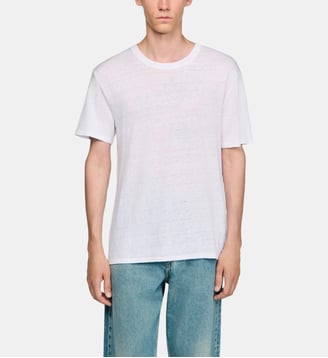 T-shirt droit en lin - Sandro - Blanc