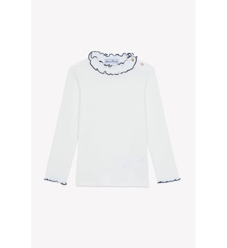 T-shirt -  coton col volanté - Tartine Et Chocolat - Écru