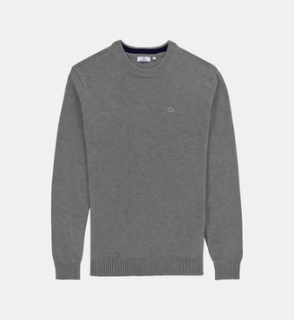 Pull col rond en laine mélangée - Serge Blanco - Gris