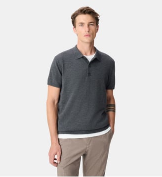 Polo tricot 100% laine - Ikks - Gris foncé