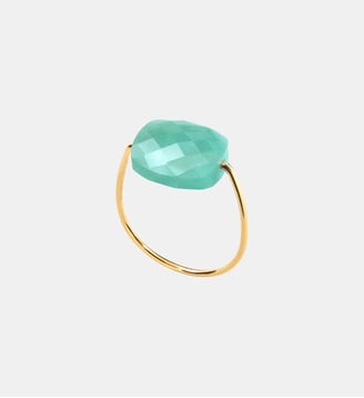 Bague or jaune coussin amazonite Morganne Bello