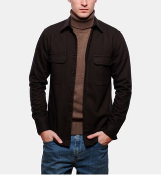 Surchemise laine melange marron coupe droite - Atelier Privé - Marron