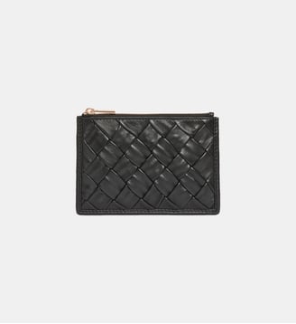 Porte monnaie en cuir tréssé noir - Vanessa Bruno - Noir