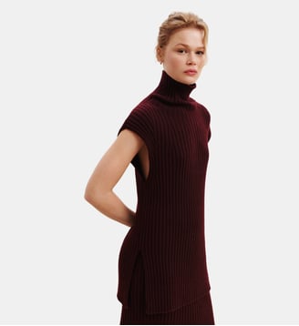 Pull sans manches à côtes - Bompard - Grenat