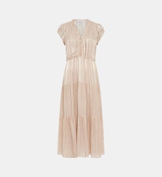 Robe longue et cintrée à lurex doré - RIONNA - Gerard Darel - Naturel
