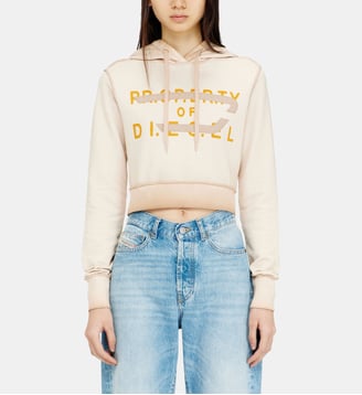 Sweat à capuche avec imprimé et appliqué D - Diesel - Beige