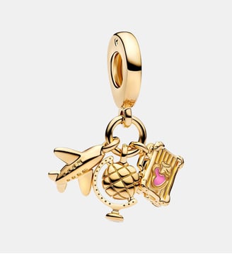 Charm Pendant Avion, Globe & Valise - Pandora - Doré
