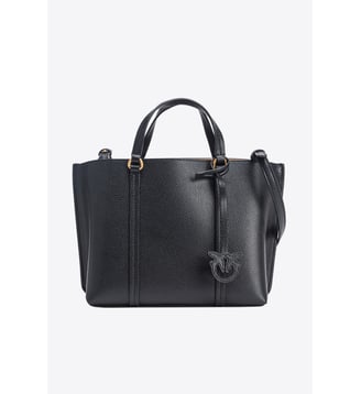 Grand cabas en cuir foulonné - Pinko - Noir et doré