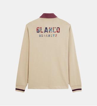 Polo de rugby manches longues BLANCO BIARRITZ dos tartan - Serge Blanco - Beige