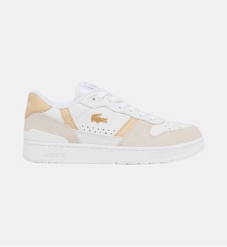 Women's T-Clip Set Leather Sneakers - Lacoste - Blanc et beige