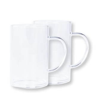 Set 2 mugs en verre - 450 ml, Verre transparent - Cristel - Verre transparent