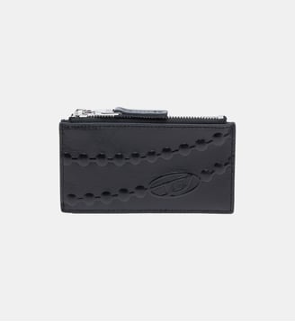 Porte-cartes en cuir avec motif chaîne embossé - Diesel - Noir