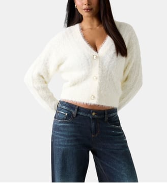 Gilet col V fermeture boutonnée - Guess - Blanc