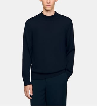 Pull en laine à col cheminée - Sandro - Midnight blue