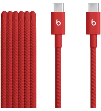 Câble de charge tissé USB-C vers USB-C 1M50 Rouge flash - Beats - Vert