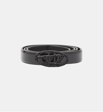 Ceinture en cuir 2 cm avec boucle en cristal - Diesel - Noir