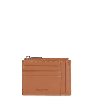 Porte-cartes zippé cuir  - Lancaster - Camel
