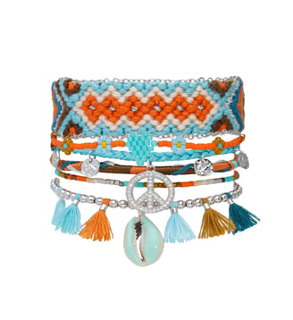 Bracelet manchette multiliens PEACEMAKER - Hipanema - Bleu turquoise