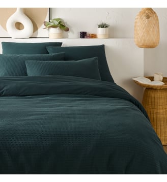 Housse de couette coton lavé nid d'abeille La Redoute Interieurs