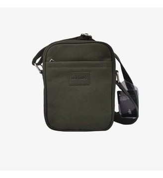 Sacoche bandoulière en cuir et toile canvas noir Seattle - Serge Blanco - Dark olive
