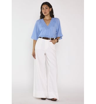 Blouse Brodée À Manches 3/4 Deborah - Maison 123 - Bleu chambray