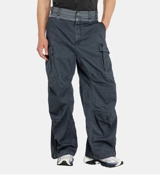 Pantalon cargo en coton et nylon - Diesel - Bleu