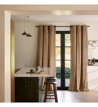 Rideau À Oeillets Dorés Tamisant Velours fluide et lumineux - Madura - Beige chic