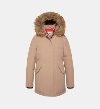 Parka à capuche bordée de imitation fourrure - Schott - Beige