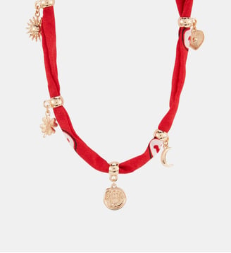 Collier tissu rouge à charms - Balaboosté - Rouge