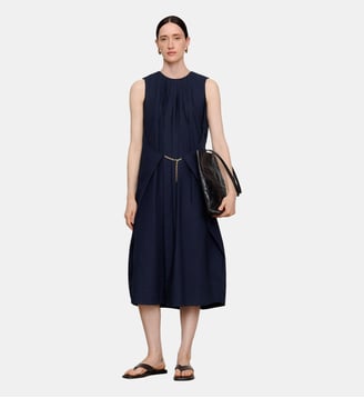 Robe en coton biologique à silhouette ballon - Adolfo Dominguez - Bleu marine