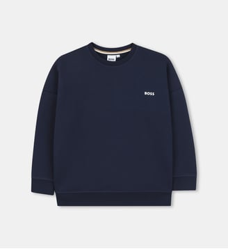 Sweat-shirt col rond uni - BOSS Kidswear - Girblue