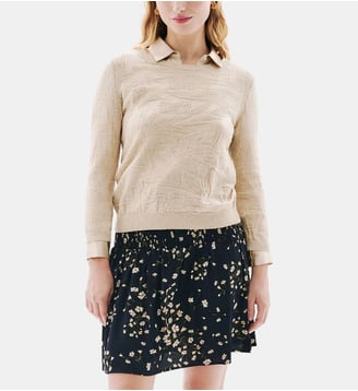 Pull mica - Motif uni - Laine - Coupe ajustée - Caroll - Gris clair