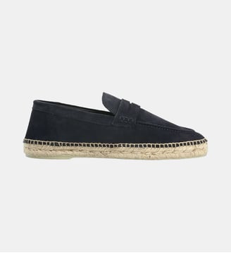 Espadrille argan - cuir velours - Colisée Paris - Bleu marine