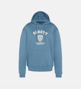 Sweatshirt imprimé NYPD à capuche - Schott - Bleu jean