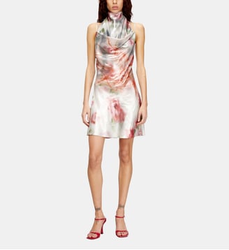Robe courte métallique avec imprimé de roses floues - Diesel - Gris et rose