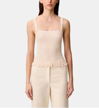 Top fleurs broderies - Claudie Pierlot - Jaune clair