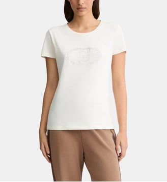 T-shirt avec logo à fleurs et strass - Liu Jo - Monogramme