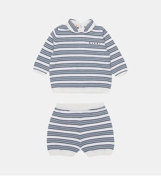 Ensemble de survêtements en laine rayée - Marni - Blanc crémeux
