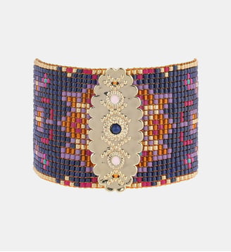 Bracelet manchette perles tissées BIZANCE - Hipanema - Indigo