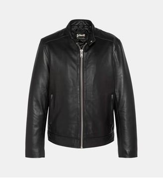 Blouson motard noir, cuir d'agneau - Schott - Noir