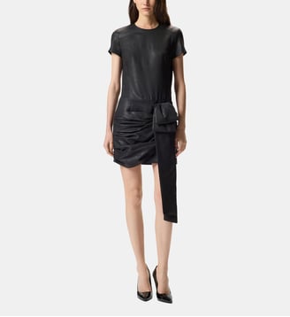 Robe courte à rayures avec drapé - Pinko - Limousine noire