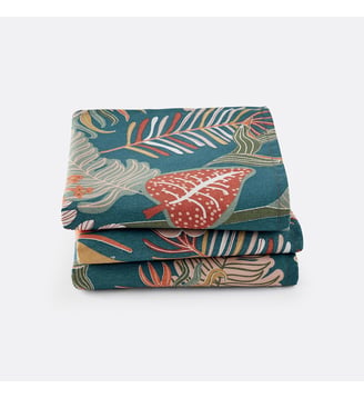 Lot de 3 serviettes de table imprimées Tropic - La Redoute Interieurs - Imprimé fond bleu