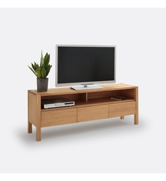 Banc TV chêne et plaqué chêne 160 cm - La Redoute Interieurs - Chêne
