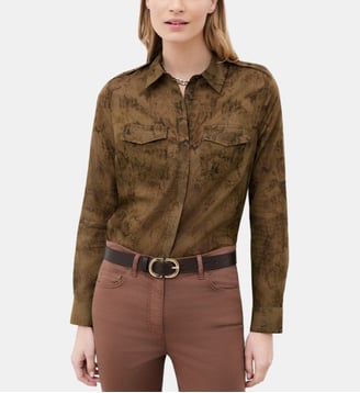 Chemise calyope - Motif imprimé - Coton biologique - Coupe droite - Caroll - Marron
