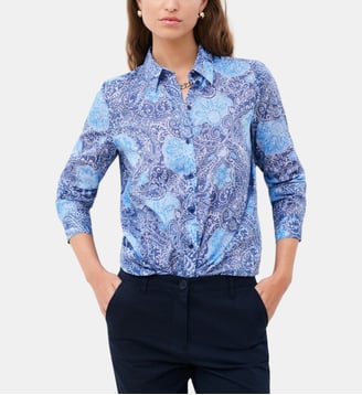 Chemise brenda - Motif imprimé - Coton biologique - Coupe droite - Caroll - Bleu marine