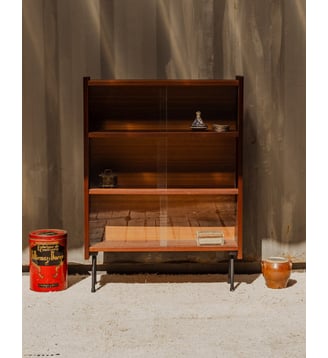 Vitrine en bois Victoria N°1316- Produit chiné - Debongout - Bois foncé
