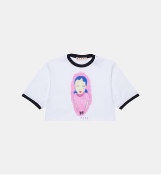 T-shirt à imprimé graphique avec liserés contrastants - Marni - Blanc