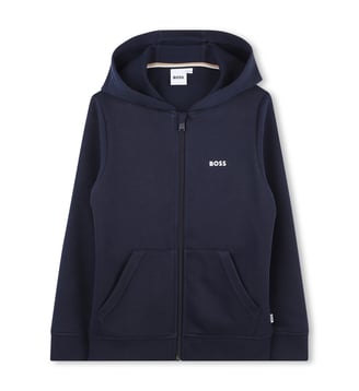 Sweat-shirt zippé à capuche - BOSS Kidswear - Bleu cargo