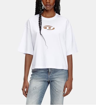 T-shirt boxy avec cut-out Oval D - Diesel - Blanc